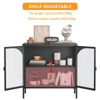 Gabinete lateral de metal, decorativo Armarium con 2 deflectores de Vidrio, Modern Armarium de café bar con estante ajustable para Cocina, Sala de estar y pasillo, Hierro, terreno alto 80 cm x ancho 80 cm x profundidad 35 cm - details 2