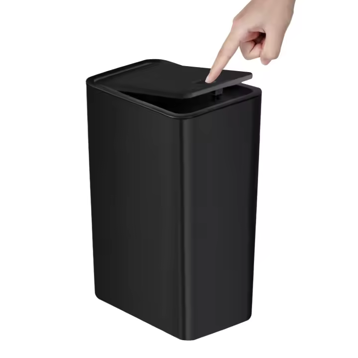 Basurero De Baño 10L Con Tapa De Presión Ecológico Para Toilette Dormitorio Sala De Estar Recipiente De Basura Rectangular De Plástico - 1