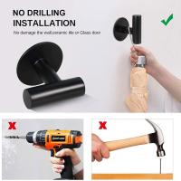 Juego de 4 accesorios de baño sin perforar, Barra de toalla de Maple inoxidable Negro de 16 pulgadas, soporte para Papel higiénico, 2 Ganchos para Bates - details 2