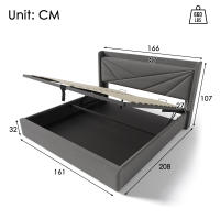 Cama tapizada Cama Doble Almacenamiento Caja de almacenamiento with Carga USB type C Cabecero, Cama de almacenamiento Marco de Cama de Lino Cama Juvenil 160x200 con somier (colchón no incluido) - details 6