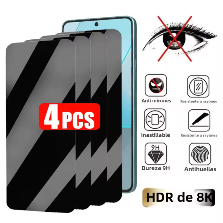 4PCS Protector De Pantalla De Vidrio Templado Para Redmi Note 12 11 pro plus 5G 10C 9A 9C Privacidad Anti-spy Compatible Con XIAOMI - 1