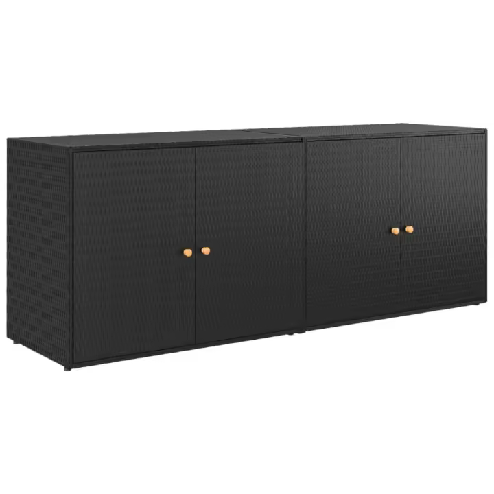 vidaXL Armario de almacenaje de jardín ratán PE negro 198x55,5x80 cm - 1