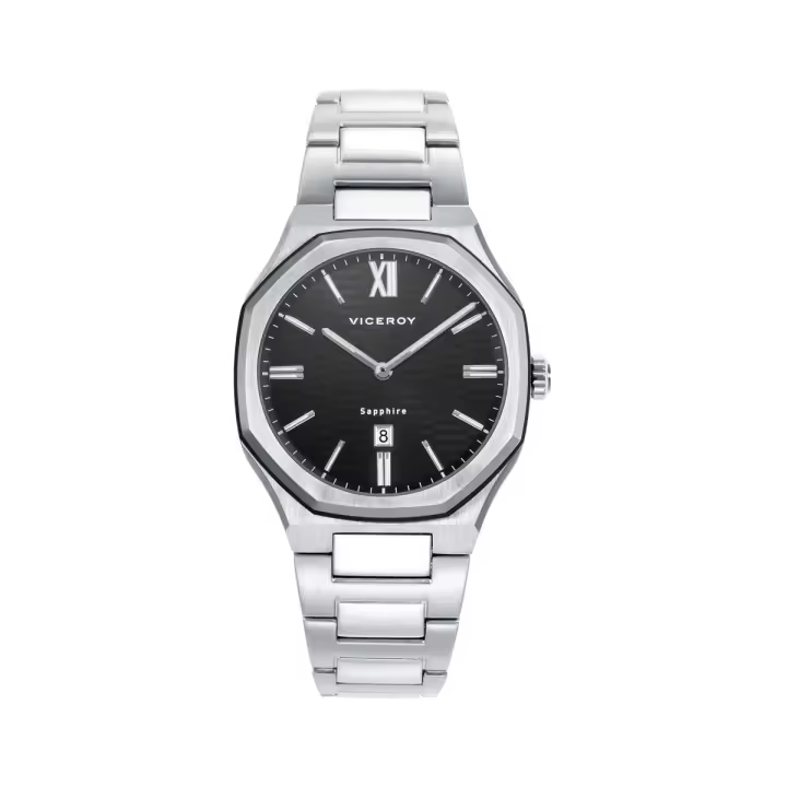 Reloj VICEROY 45000-53 Colección Laura Escanes caja de acero con doble bisel en acero e Ip negro con cristal zafiro 10 atm y brazalete de acero con movimiento cuarzo - 1