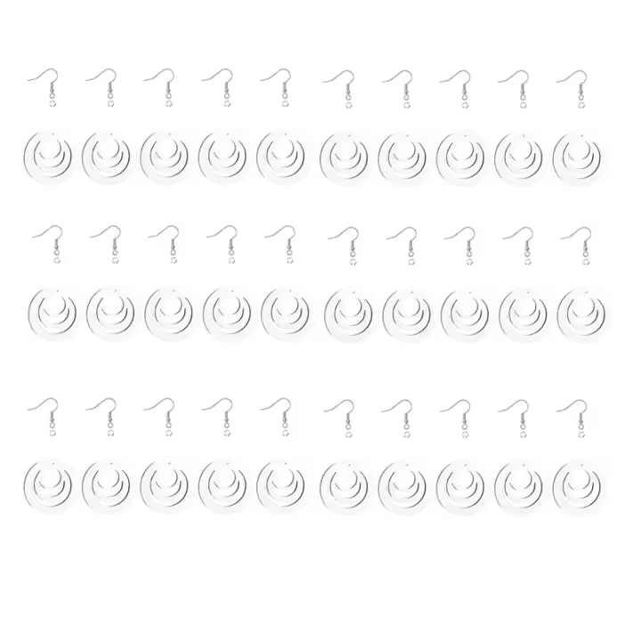 Aretes de Madera con Gancho para Oreja y Anillo Salto 30Pcs Transferencia de Calor Doble Cara Aretes Blank para Joyería DIY - 1
