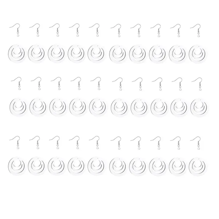 Aretes de Madera con Gancho para Oreja y Anillo Salto 30Pcs Transferencia de Calor Doble Cara Aretes Blank para Joyería DIY - 1