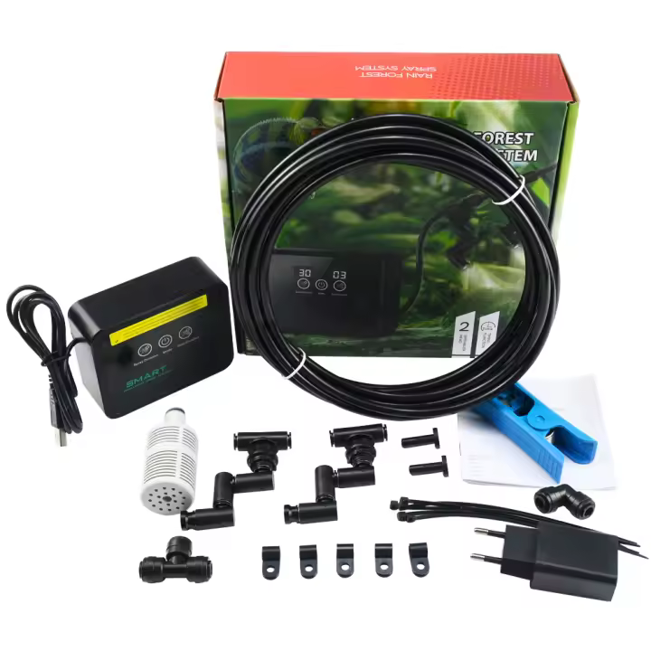Sistema Inteligente De Nebulizador Para Reptiles Humidificador De Terrario Con Timer Automático Kit De Lluvia Forestal Control De Rociador - 1