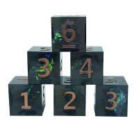 Set De 6 Poliedros Exquisitos En Resina Multicolor Retro Para Juegos De Mesa DND RPG TRPG Juguete Portátil Para Fiestas - details 12