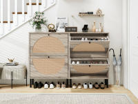 Zapatero vintage gris con dos Puertas, Puerta semicircular intercambiable trasera y surface de Trinquete, longitudinal 60 cm con panel posterior, ajustado para Escenas Como entradas. - details 0