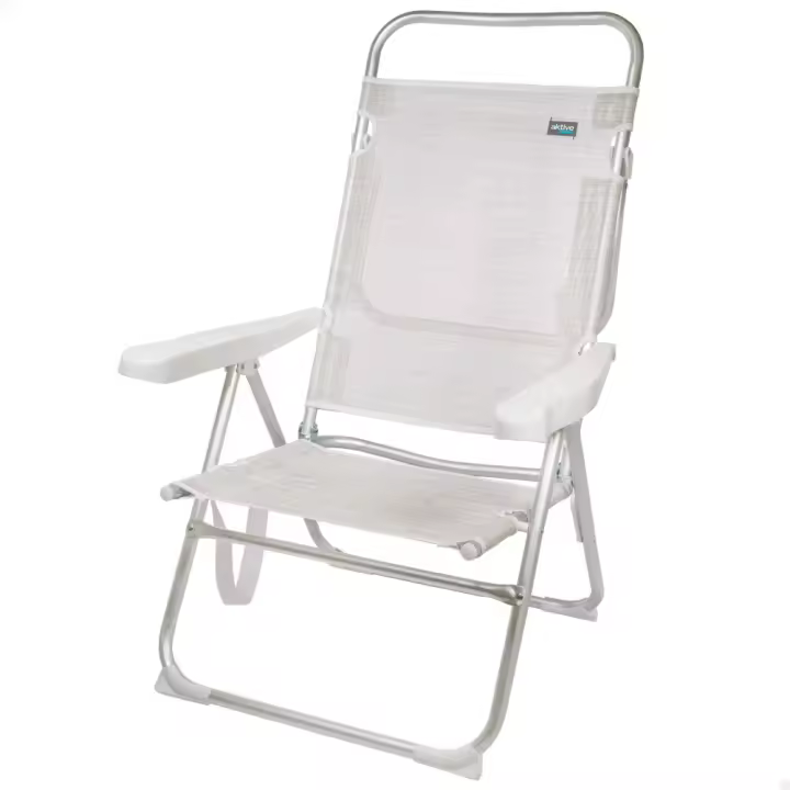 Silla plegable multiposición aluminio Aktive Beach - Silla playa reclinable, Silla de playa plegable, Silla reclinable, 5 posiciones, Silla alta, altura asiento 30 cm, asa de transporte, Sillas de playa plegables ligeras - 1