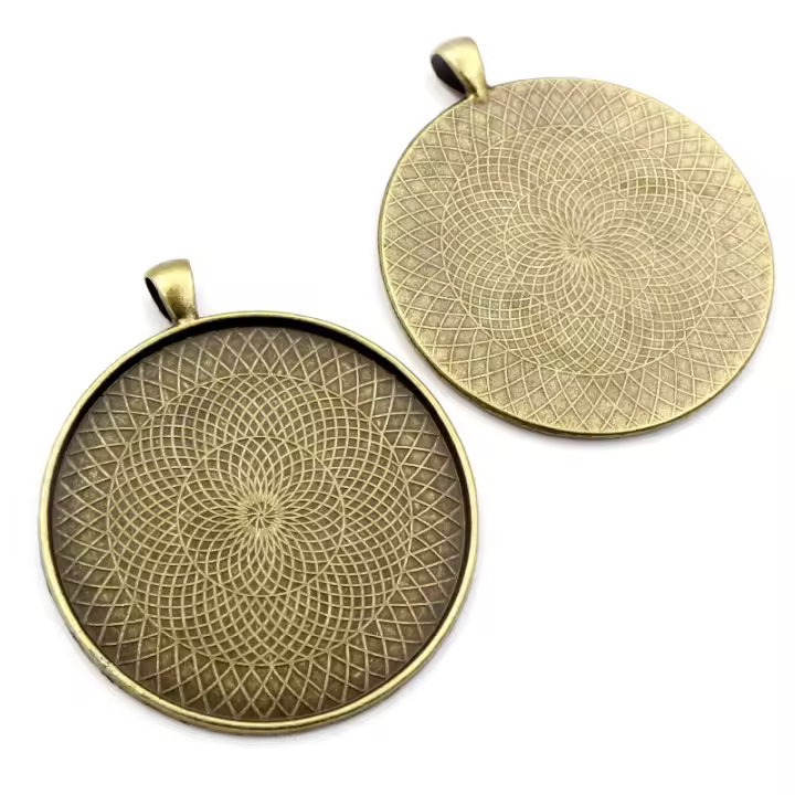 2pcs Cabochón Base De Colgante Estilo Clásico Antiguo Tamaño Interno 45mm 50mm 58mm Plata Plateada Bronce Para Joyería - 1