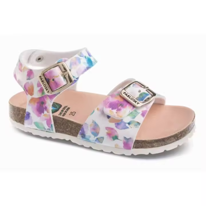 Sandalias Pablosky Champion Blanco Fantasía Flores Suela Bio - Cómodas para Caminar - 1
