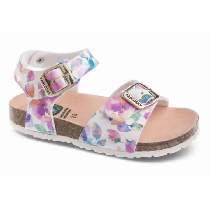 Sandalias Pablosky Champion Blanco Fantasía Flores Suela Bio - Cómodas para Caminar - 1