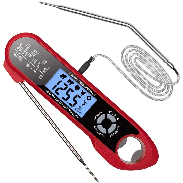 Termómetro Digital Para Cocina Y Barbacoa Con Pantalla LCD Giratoria Alarma Y Lectura Rápida Doble-Probe Impermeable - 1