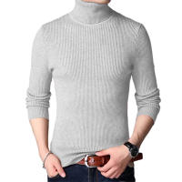 Suéter De Cuello Alto Para Hombre De Otoño Con Rayas Y Manga Larga Estilo Casual Color Sólido Talla Oversize Tejido a Mano - details 7