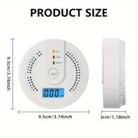 Detector de monóxido de carbono, 2 unidades, alimentado por batería, sensor de respuesta rápida, pantalla LED digital, instalación sencilla - details 3
