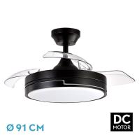 FABRILAMP Ventilador Dc 48w Olimpia Negro 3aspas 91d 4800lm 6vel 3000k,4500k,6000k, Remoto+temporizador+memoria Incluye mando a distancia y dos tijas de 10 y 25 centímetro Productos originales calidad de confianza - details 0