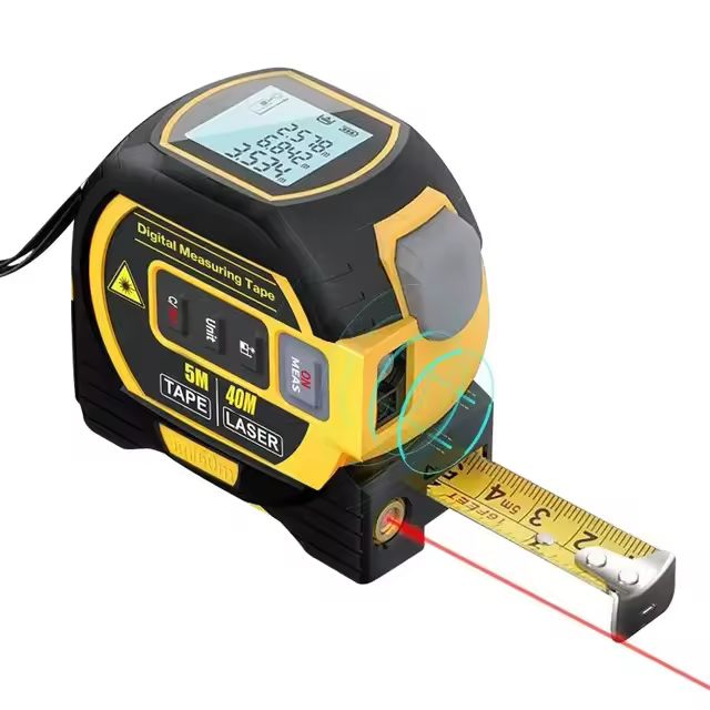 Medidor De Distancia Láser 3 En 1 Con Retroiluminación Medidor De Medida De 5M Y Regla LCD Para Construcción Y Medición - 1