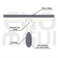 EHOMGUI Limpia Vidrio Con Mango De Silicona Herramienta De Limpieza Para Baño Y Espejos Con Gancho Adhesivo Para Limpieza De Ventanas - details 2