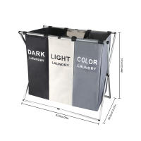 Cesta De Ropa Plegable Con 3 Cuentas Organizador Para Ropa Sucia Gran Tamaño Cesta Plegable De Limpieza Del Hogar Material Oxford - details 1