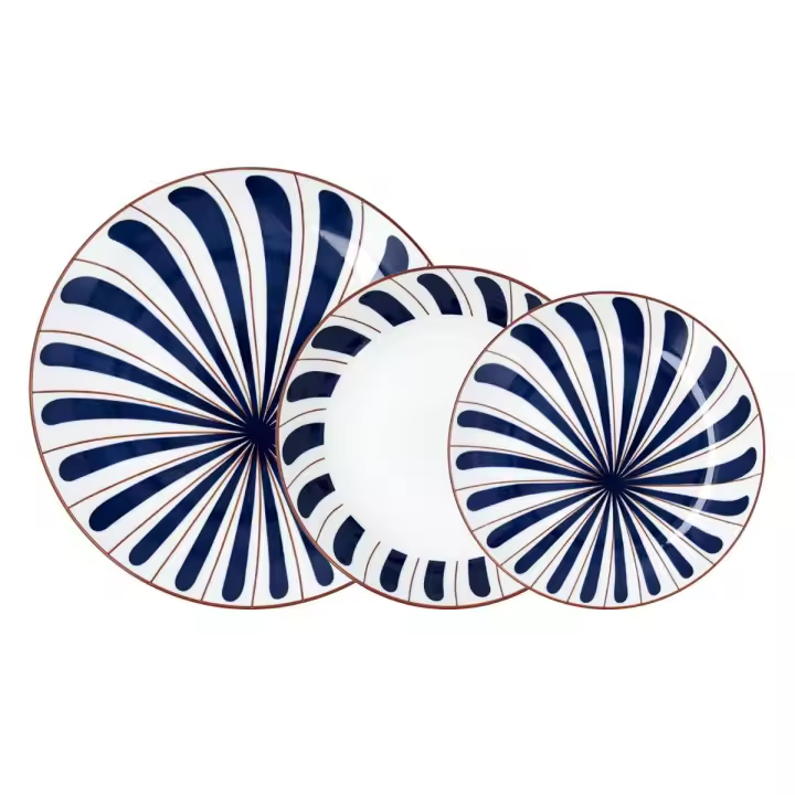 Bidasoa BIDASOA OCEANIKA Vajilla Porcelana 18 PIEZAS 6 PERSONAS Azul Decorado Brillo Excepcional - 1