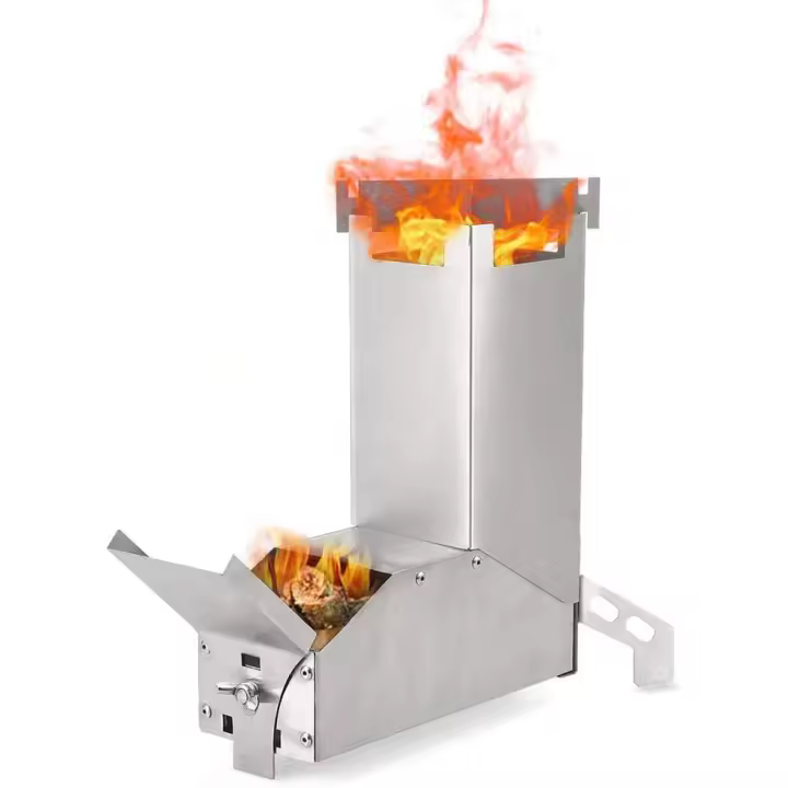 Estufa Rocket, estufa Rocket de acero inoxidable plegable para exteriores, para leña, para acampar, para mochileros, estufa para barbacoa Pique-Nique, para calentar al aire libre - 1