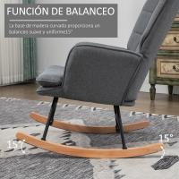 HOMCOM Silla Mecedora con Reposapiés Sillón de Relax Silla Ocio con Cojín Acolchado y Antivuelco Carga 130 kg para Salón Dormitorio Balcón 64x89x90 cm Gris - details 2