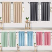 Cortinas De Bloqueo De Luz Para Dormitorio Cortinas Térmicas Aisladas Para Sala De Estar Oficina Color Sólido Cortinas Cortas Verde - details 0