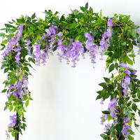 Guirnalda De Flores Artificiales Wisteria Para Decoración De Boda Arco Fondo Plantas Falsas Rattan Ivy Pared Material Seda - details 3