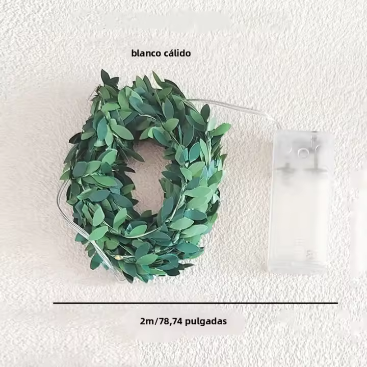 Luces De Navidad En Forma De Hoja Verde LED Cadena De Luces De Hierro Cuádruple Línea Simulación De Vínculo Verde Para Decoración - 1