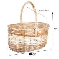 Cesta de Mimbre Grande Tamaño 38x38x30cm Bicolor con Asa Alta. Ideal para Recolección de Setas, Frutas, Verduras, Madera, Compra Ecológica o Decoración Vintage - details 0