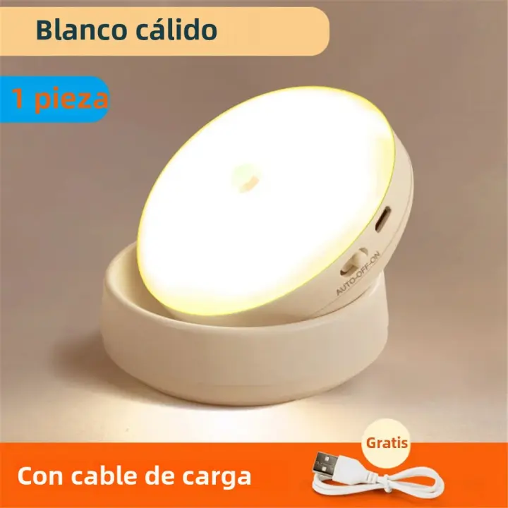 Lámpara Nocturna LED Recargable Con Sensor De Movimiento PIR 360 Grados Luz De Noche Para Armario Luz De Bajo Gabinete Automática/Encendida/Apagada Sin Cable - 1