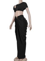 Conjunto De Dos Piezas Para Mujer Beyprern: Vestido Largo Y Falda Alta Con Cintura Alta Y Top Sin Mangas Estilo Sexy Para Club Noche - details 5