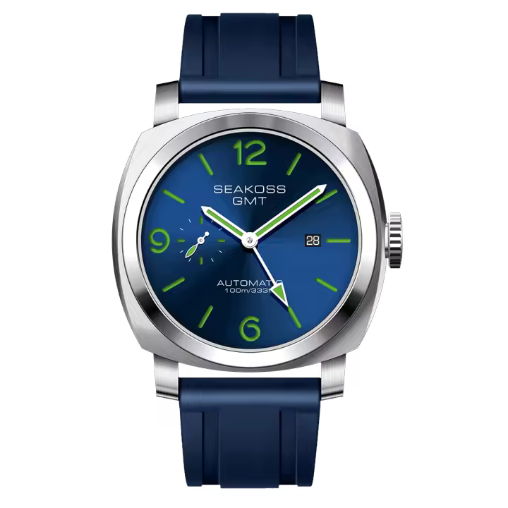 Reloj De Pulsera Automático SEAKOSS GMT Para Hombres Resistente Al Agua 10Bar Movimiento Seagull ST2557 De Acero Inoxidable 316L Luminoso Calendario Esportivo - 1