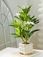 Plantas Artificiales De Azalea 21-40cm Falsas Hojas De Palma Tropicales Ficus Faux Con Flores Para Decoración De Hogar - details 3