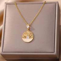 Collar Colgante De Coral Con Zirconia En Oro 18K Para Mujer Joyería De Moda Cadena Aestética Encanto Accesorios Decorativos Corporales - details 3
