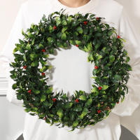 XIYA FLOWER Coronación De Navidad Artificial Roja Bayas Espina Hoja Ringe 43 Cm / 16.92 Pulgadas Material PE Decoración De Hogar - details 3
