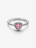Pandora - Anillo Corazón Rosa Elevado - Plata de Lei - details 0