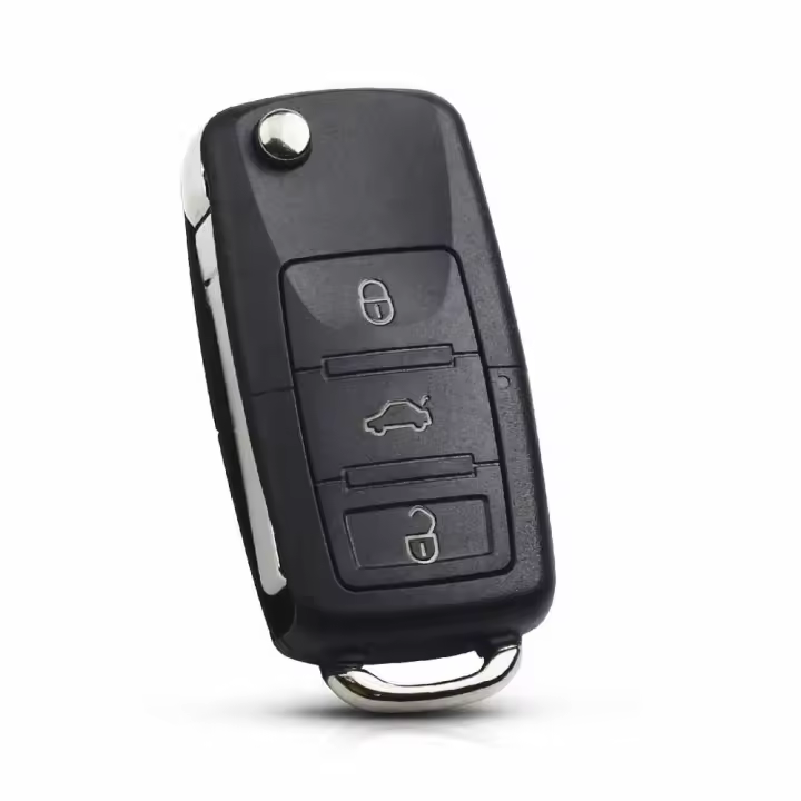 AUTOZOCO Carcasa Mando Llave Coche 3 Botones,Carcasa Llave Mando Coche,Compatible con Volkswagen Bora,Beetle,Golf,Polo,Touareg,Skoda,Botones de Abrir,Cerrar y Maletero,con zócalo de Pila - 1