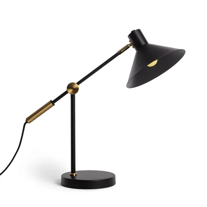 LEDKIA LIGHTING - Lámpara de Mesa Aleya | Diseño Metálico Moderno | Compatible con Bombillas E14 | Estructura de Hierro | Perfecta para Hogar u Oficina, Negro, Hierro - 1