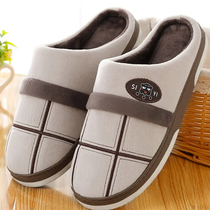 Chinelos De Invierno Para Hombre Cuadros Suaves Y Cálidos Con Memoria De Espuma Interior Antideslizantes Para Sala De Estar Lujo - 1