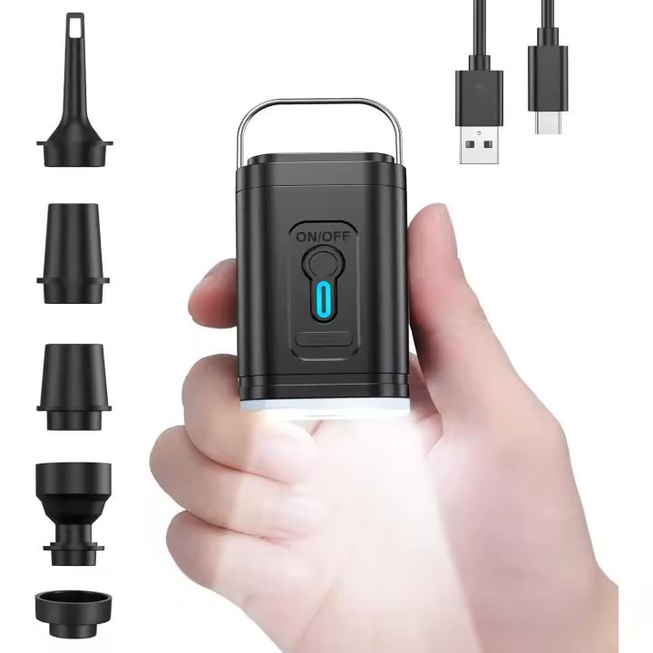 Mini bomba de aire portátil eléctrica tipo C, recargable, inflado y desinflado rápido, adecuada para piscinas, camas flotantes, colchones inflables, anillos de natación, bolsas de almacenamiento al vacío. - 1