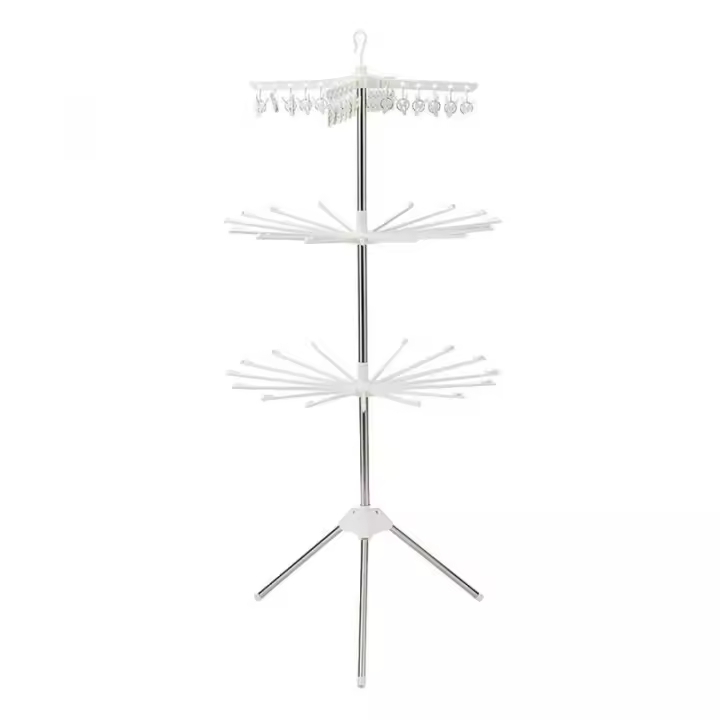 Estante De Secado De Ropa Plegable De 3 Niveles Portátil Para Interior Estructura De Trípode Para Ropa Y Toallas Material De Acero Inoxidable - 1
