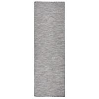 vidaXL Alfombra de exterior de tejido plano gris taupe 80x250 cm en color Taupé/Estampado de hojas/Marrón y azul y más - details 2