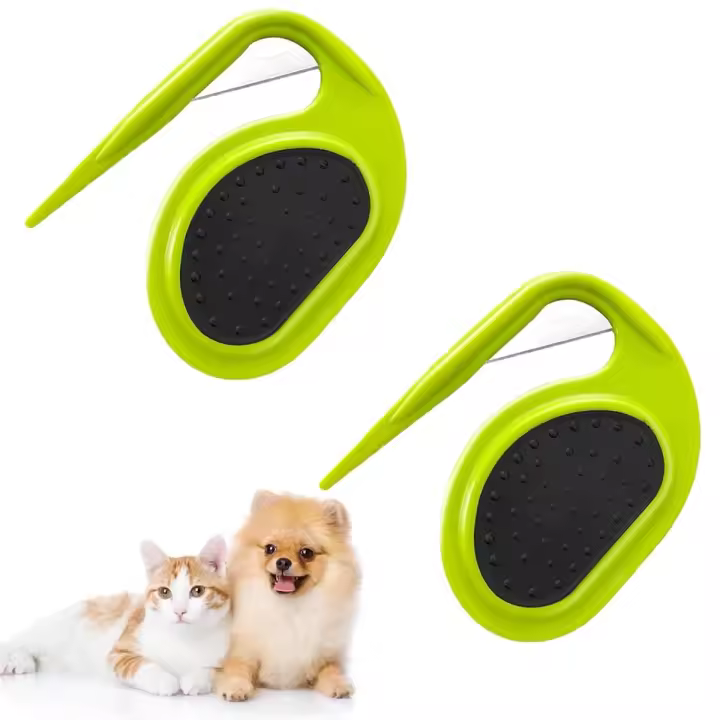 Cuchillo de aseo para mascotas de pelo largo: elimina grumos, peine para anudar (2024), herramienta de aseo para mascotas, peine para anudar, depilador suelto 3 en 1 para perros y gatos (color: 2 unidades, naranja) - 1