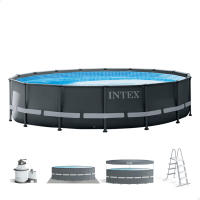 INTEX - Piscina desmontable redonda Ultra XTR de hasta 7 metros de diámetro, incluye depuradora, tapiz, cobertor y escalera, color gris oscuro, resistente y duradera, +6 años, 45-60 min. montaje, piscinas desmontables grandes, piscinas familiares, premium - details 2