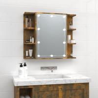 vidaXL Mueble con espejo y luces LED 70x16,5x60 cm en color Blanco/Roble Sonoma/Gris sonoma y más | almacenamiento funcional diseño moderno para baño dormitorio sala - details 4