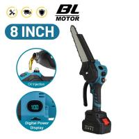Motosierra eléctrica sin escobillas para carpintería, herramientas de corte de jardín para batería Makita de 18V, 8 pulgadas Motosierra eléctrica, Con 1 batería enchufe de la UE - details 0