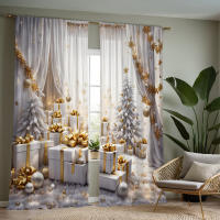 2pcs Cortinas De Lujo Estilo Dorado Soporte Digital HD Color Blanco Decoración De Hogar Para Sala De Estar Y Dormitorio - details 6