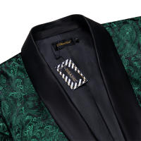 Chaleco De Traje Para Hombre Verde Rojo Plateado Estilo Paisley Lujo Para Boda Fiesta De Negocios Traje Negro Completo - details 3