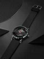 Reloj De Cuarzo Para Hombre TOMI Con Correa De Cuero Minimalista Y Moderna Cristal Hueco Personalizado Resistentes Al Agua - details 6